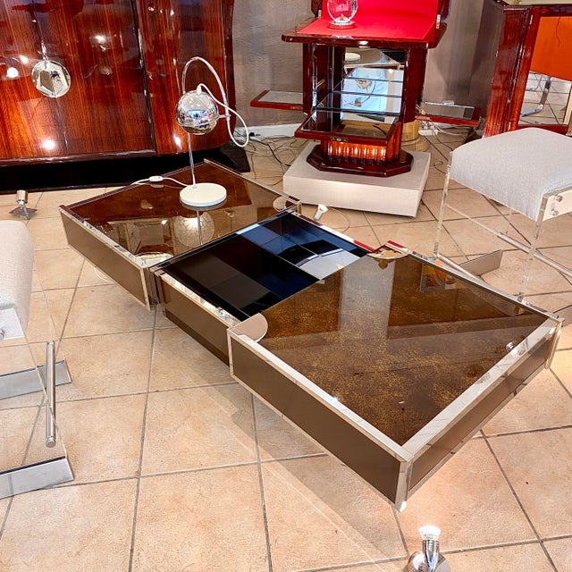 Stainless Steel and Glass Coffee Table, 1970, in Flawless conditions. Designed 1970 to 1979