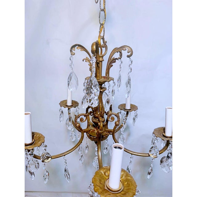 1950s 1950s Vintage Spanish Chandelier With Crystal Prisms For Sale - Image 5 of 10