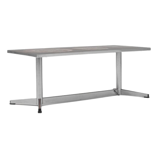 20th Century French Chrome Coffee Table With Ceramic Top By Juliette Belarti For Sale