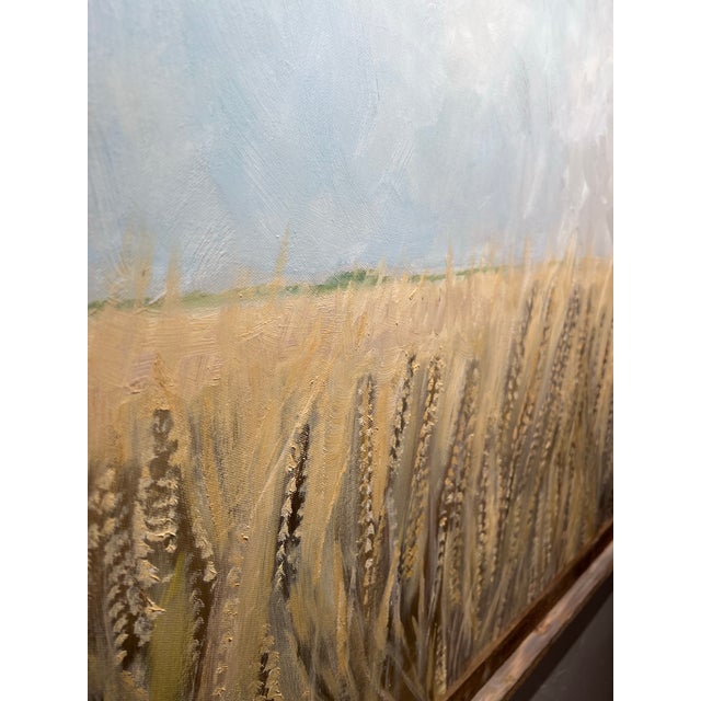 2020s Contemporary Original Oil on Canvas Framed Painting “Wheat Fields and Blue Sky” For Sale - Image 5 of 9