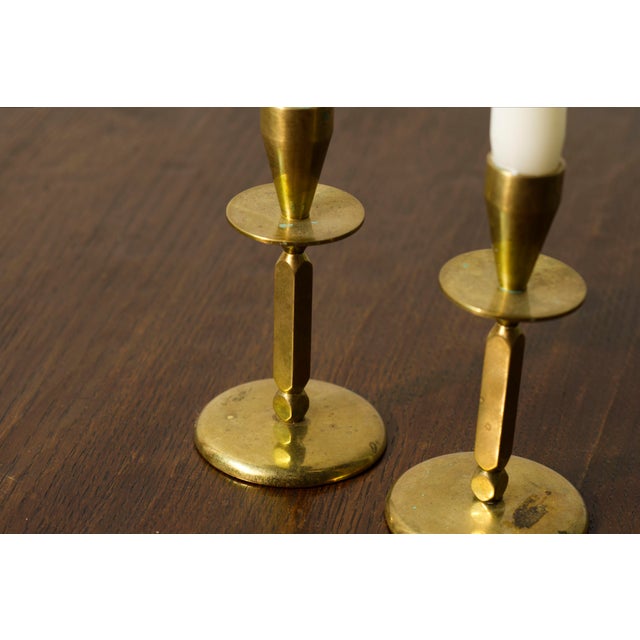 Goldenrod Mid-Century Modern Brass Candleholders from Kara Denmark, 1960s, Set of 2 For Sale - Image 8 of 14