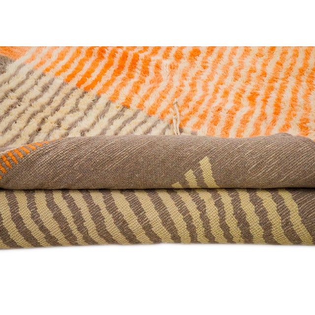 Textile Bold Color-Block Hand-Knotted Wool Rug | 11'5" X 8'10" | One of a Kind For Sale - Image 7 of 7