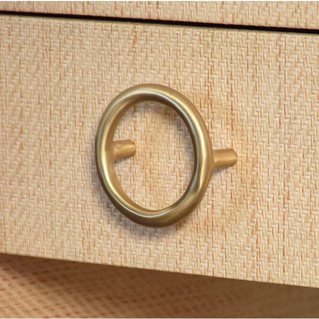 Worlds Away Matthew Izzo Home Malcolm Natural Grasscloth One Drawer Side Table For Sale - Image 4 of 6
