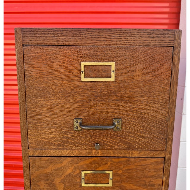 Antique Quarter -Sawn Oak Four Drawres File Cabinet For Sale - Image 4 of 15