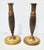 French Empire Bronze Candlesticks, c. 1830. Classic bronze single-stem candlesticks. Turned and tooled in fine detail to...