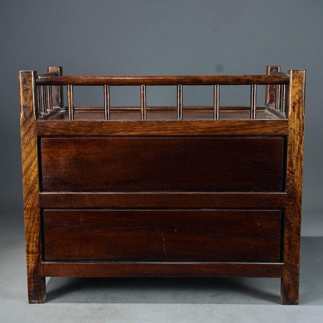 Vintage Chinese Huali Rosewood Tabletop Tea Cabinet With 5 Drawers For Sale - Image 9 of 9