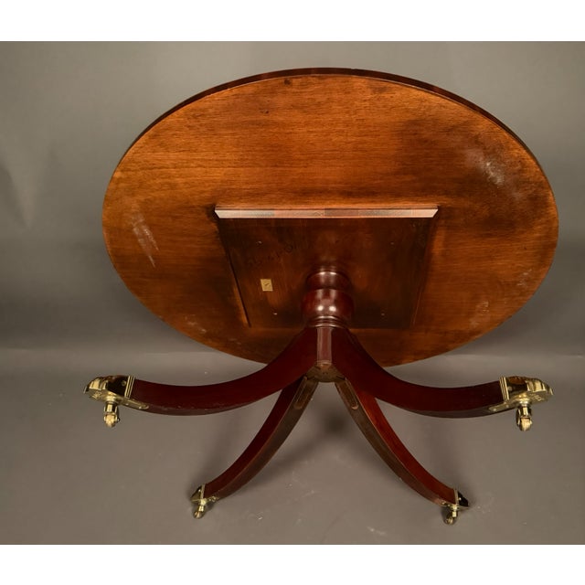 Wood 1990s Councill Craftsmen Mahogany Pedestal Base Coffee Table With Satinwood & Ebony Inlay For Sale - Image 7 of 10
