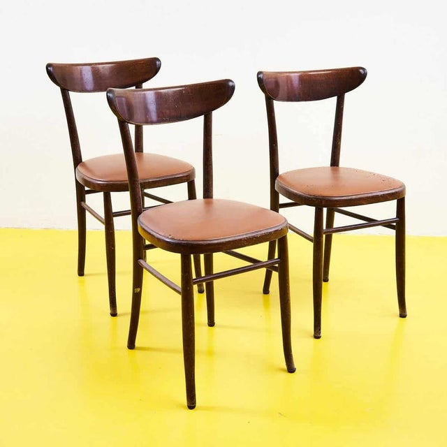 Wooden Chairs, 1950s-1960s, Set of 3 For Sale - Image 6 of 6