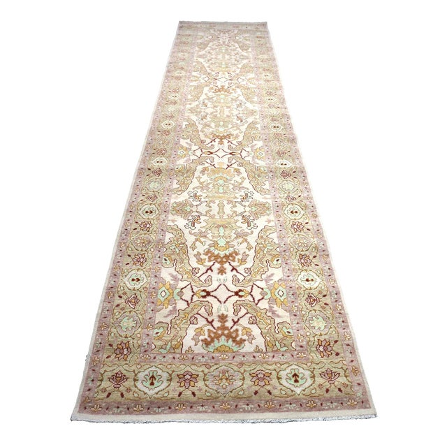 Textile Persian Sultanabad Wool 4x18 Light Khaki & Ivory Handmade Gallery Rug #1143260 For Sale - Image 7 of 7