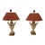European Ceramic Pierced Table Lamps With Animal Head Handles -a Pair For Sale