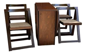 Vintage Folding Chairs and Drop-Leaf Dining Table, 1960s, Set of 5
