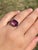 The Nelle: Checkerboard Cut Natural Amethyst and Diamond Halo Ring in Rose Gold For Sale - Image 11 of 11