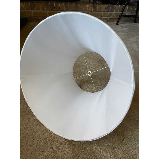 Late 20th Century Pair of Large Late 20th Century Ivory Shantung Silk Lampshades For Sale - Image 5 of 12