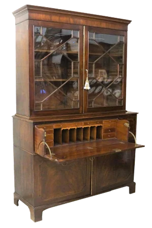 19th Century English Mahogany Secretaire/Bookcase