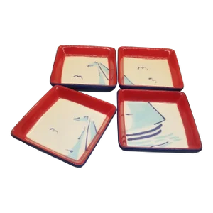 Vintage Nautical-Themed Set Sail Ceramic Trinket Dish Set