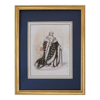 Antique King Louis XVI Aquatint Etching French Royal Art by Amaury-Duval & Gaitte French Historical Portrait Framed 19th Century For Sale