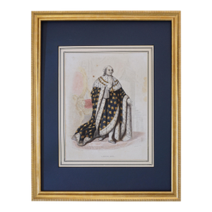 Antique King Louis XVI Aquatint Etching French Royal Art by Amaury-Duval & Gaitte French Historical Portrait Framed 19th Century
