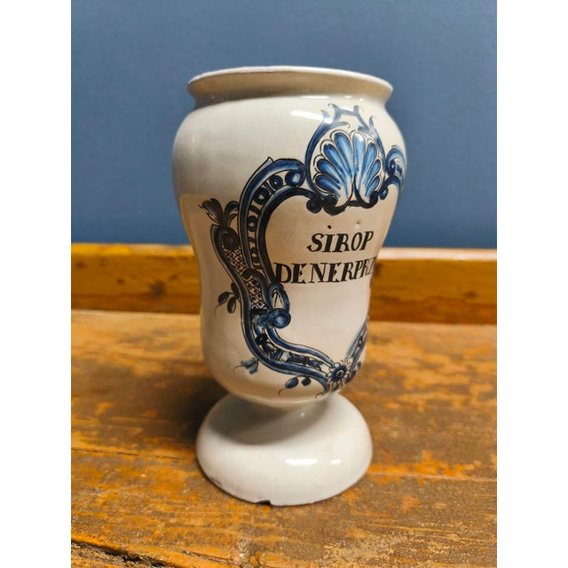 Baroque Ceramic Apothecary Jar with Latin Inscription, 18th Century-Early 19th Century For Sale - Image 3 of 17