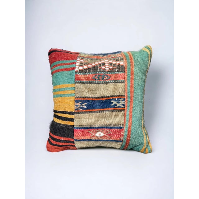Traditional Rainbow Kilim Pillow For Sale - Image 3 of 5