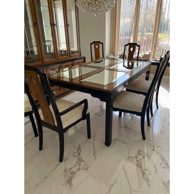 Wood 1970s Thomasville Embassy Collection Dining Table W/Leaves and Pads (Part of Set) For Sale - Image 7 of 14