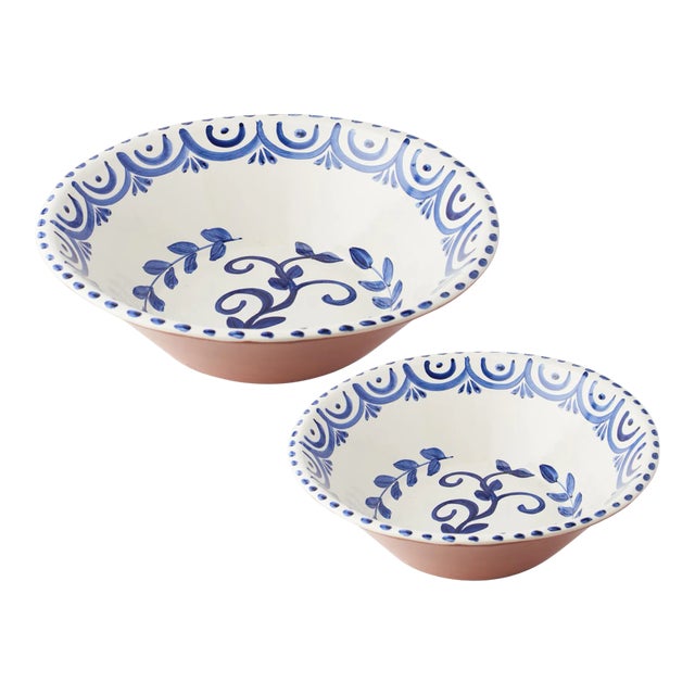 Casa Nuno Bowls, Blue/White, Two Sizes For Sale