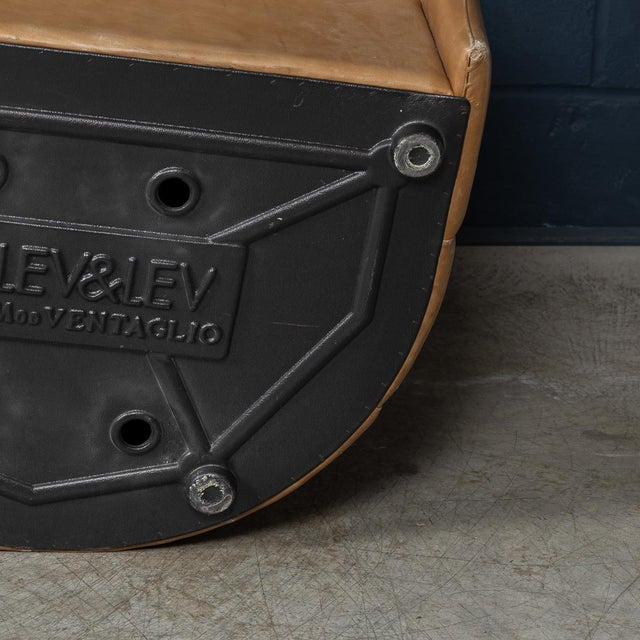 Vintage 20th Century Italian Brown Leather Armchairs from Lev & Lev, 1970s, Set of 2 For Sale - Image 14 of 18