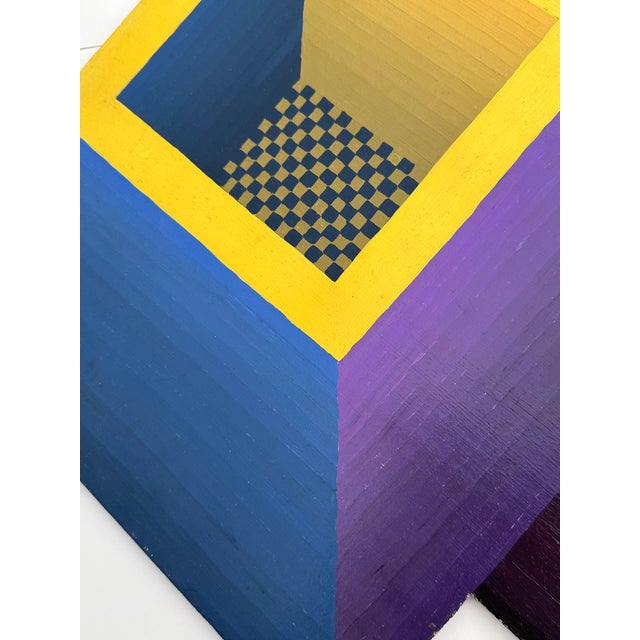 Original 1970's Op Art Panel Painting For Sale In Madison - Image 6 of 10
