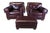 English Whittemore-Sherrill Burgundy Leather Library Club Chairs & Ottoman Set- 3 Pieces For Sale - Image 3 of 10