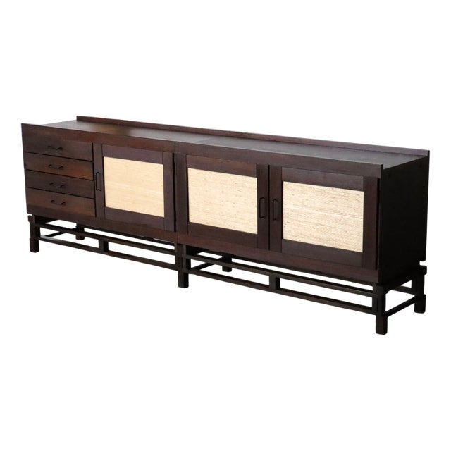 Sideboard in Wengé and Seagrass by Leonardo Fiori for ISA Bergamo, 1950s For Sale