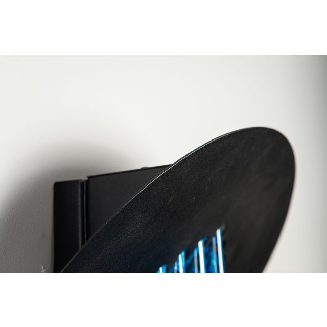 Wall Lamps with Black Frames and Blue Glass from AV Mazzega, 1980s, Set of 2 For Sale - Image 14 of 18