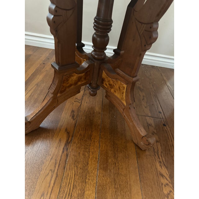 Late 19th Century Eastlake Walnut Parlor Table With Burl Inlays For Sale In Los Angeles - Image 6 of 9