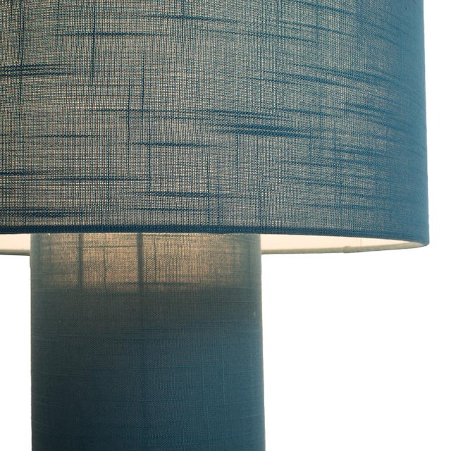 Moonlight Table Lamp - Turquoise Linen Shade, Dimmer Switch For Sale In Los Angeles - Image 6 of 9