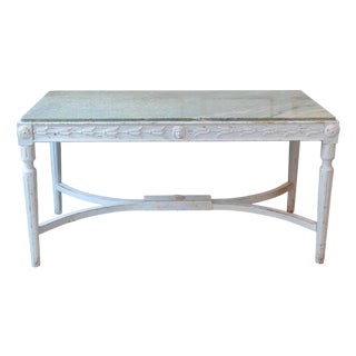 Swedish 1920s Painted Center Table with Green Marble Top For Sale