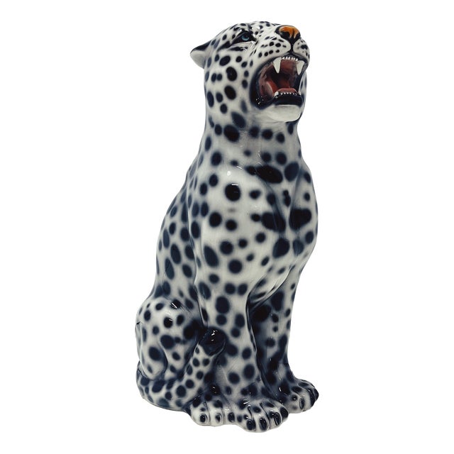 White Leopard Statue from Ceramiche Boxer For Sale