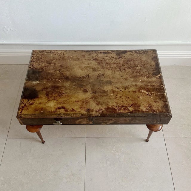 Mid-Century Modern 1970s Aldo Tura Parchment Cocktail Table Wood Turned Giacometti Style Legs For Sale - Image 3 of 10