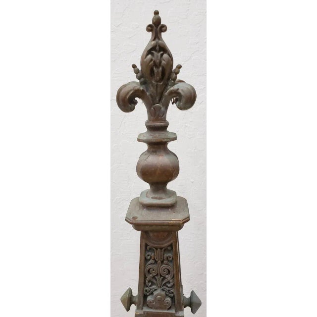 Pair of Late 19th Century French Baroque Bronze Chenets / Andirons For Sale - Image 4 of 12