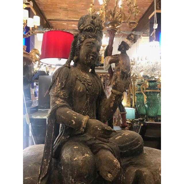 Large Early 19th Century Wooden Hindu Festival Icon of Indra For Sale - Image 4 of 8