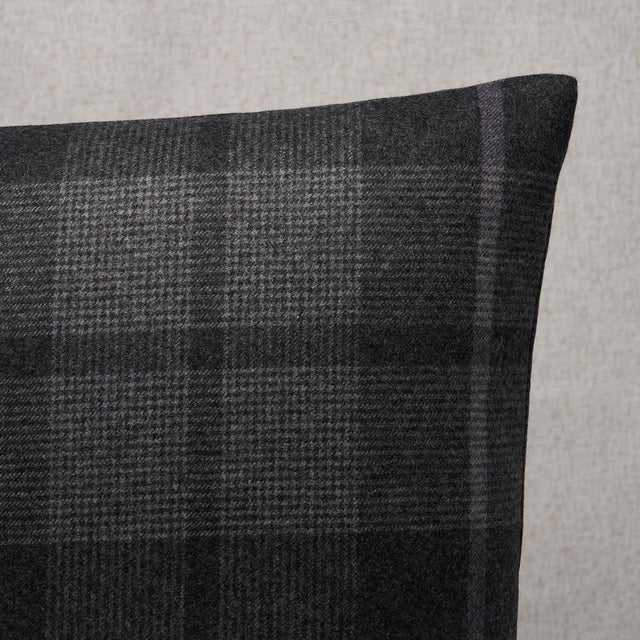 This pillow features Montana Wool Plaid with a knife edge finish. Montana Wool Plaid in Oxford grey is a fine, tightly...