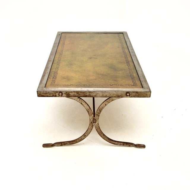 French Steel and Leather Coffee Table, 1960s For Sale - Image 6 of 10