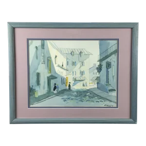 Framed Vintage Watercolor Original Painting