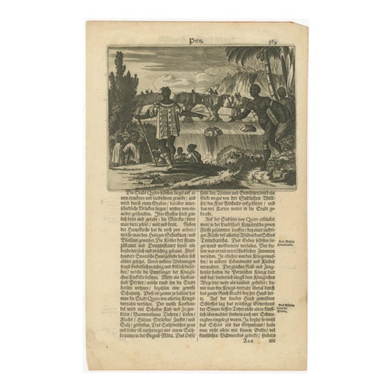 Antique Woodcut of Peru and Quito from Gottfrieds America, 1655 For Sale
