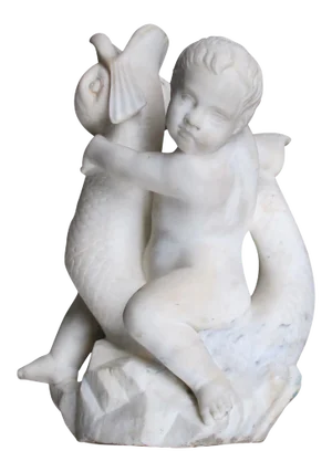 Carved Italian Rococo Revival Carrara Marble Niche Fountain