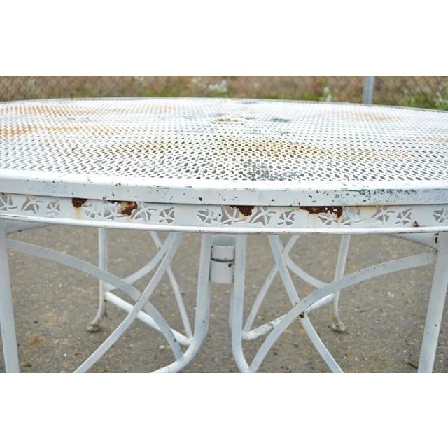 Metal Vintage Wrought Iron Salterini Style Garden Patio Dining Set - 5 Pc Set For Sale - Image 7 of 12