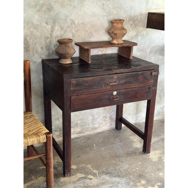 Vintage Indonesian Teak Workshop Cabinet with Two Drawers, 1930s For Sale - Image 17 of 18