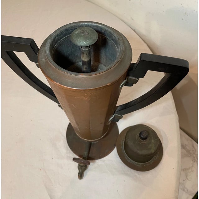 Antique 1907 Jos Henrichs Ny Copper Brass Wood Coffee Tea Dispenser Samovar Pot For Sale - Image 11 of 17
