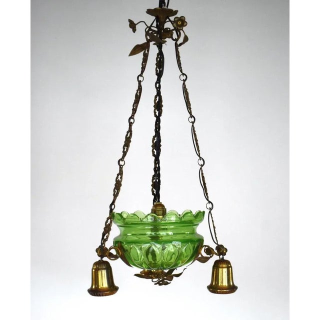 Art Nouveau Ceiling Lamp in Glass For Sale - Image 4 of 7