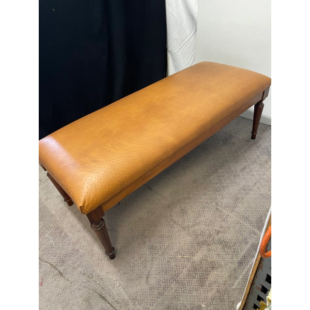 1960s Mid 20th Century Mid Century Modern Rosewood Long Bench With Ostrich Leather Seat For Sale - Image 5 of 7