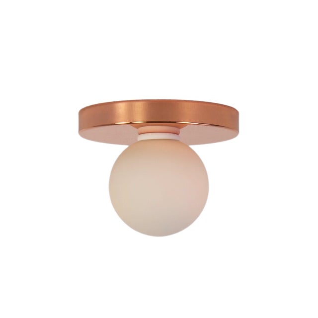 Modern Globe Flush Mount Copper, 3 Inch Glass Globe, by Research.Lighting, Modern, Minimal For Sale - Image 3 of 5