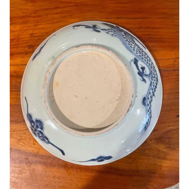 Chinese Chinese Antique Porcelain Blue & White Dragon Dish “Yongzheng Period” ( 1723-1735), 10.5” Dia. For Sale - Image 3 of 5