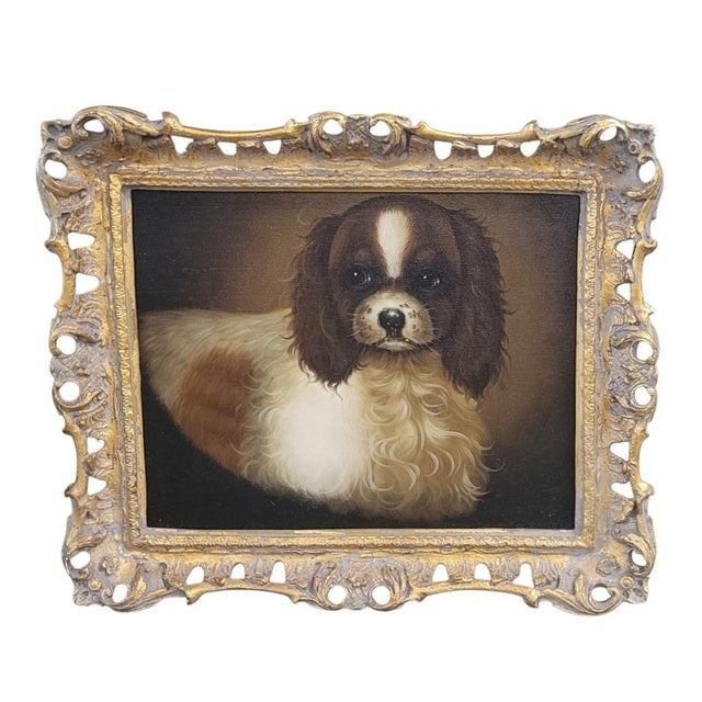 1980s Oil Painting After Samuel Giles by Chelsea House Cavalier Spaniel For Sale - Image 9 of 9